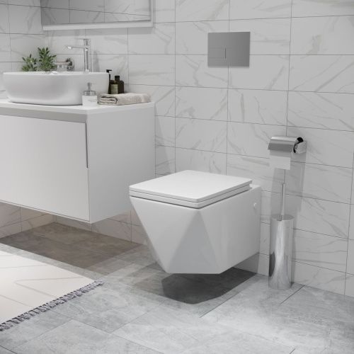 Унитаз подвесной Grossman Cristal GR-4481 белый с сиденьем микролифт безободковый каскадный смыв - фото 5