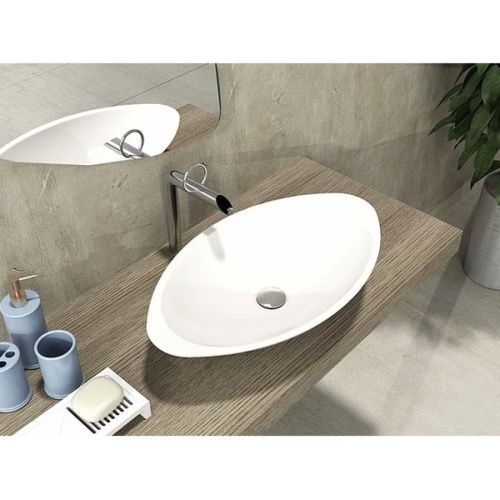 Раковина из искусственного камня MonteBianco Gondola Tre 13043 60х40 накладная цвет белый без отверстий под смеситель - фото 4