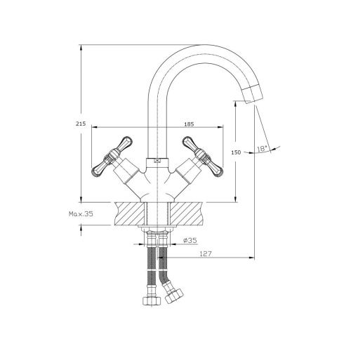 Смеситель для кухни Rush Bianki BI7650-23 на мойку хром - фото 2
