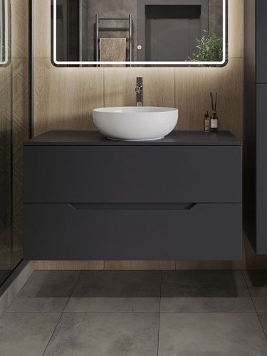 Тумба с раковиной Orange Line Li-100TugMDF+B07-420W 100х50 цвет серый - фото 3