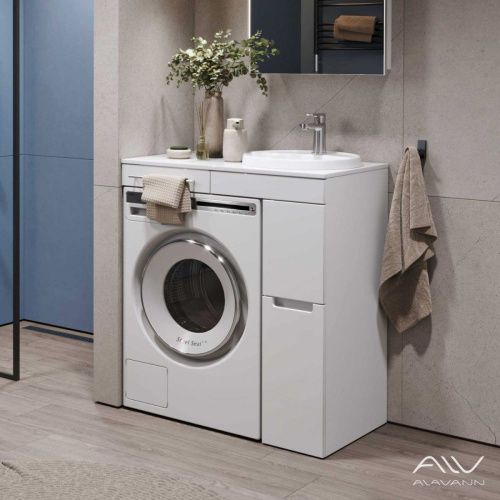 Тумба с раковиной Alavann Cosmetic ALV1037000 90х50 напольная цвет белый - фото 4