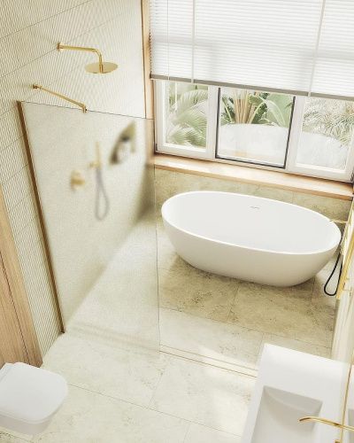 Душевая перегородка Maybah Glass MGD-1357-3ш 100х195 стекло тонированное профиль золото - фото 2