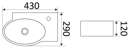 Раковина из сантехнического фаянса CeramaLux 9100L 40х30 подвесная цвет белый 1 отверстие под смеситель - фото 2