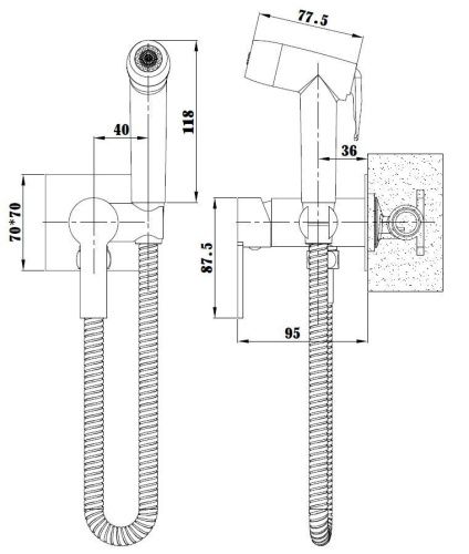 Гигиенический душ со смесителем Esko SB 83H Black черный - фото 3