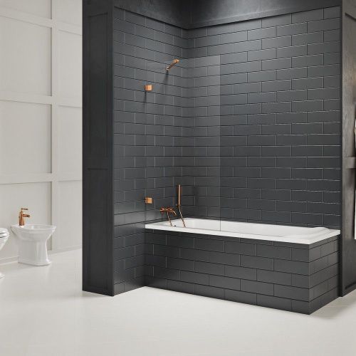 Душевая шторка на ванну New Trendy AVEXA Copper brushed EXK-3807 100х150 стекло прозрачное профиль медь ориентация универсальная - фото 2