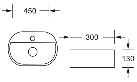 Раковина из сантехнического фарфора Milleau GLACE MU7023-GW 50х30 накладная цвет белый 1 отверстие под смеситель