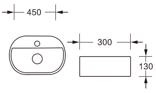 Раковина из сантехнического фарфора Milleau GLACE MU7023-GW 50х30 накладная цвет белый 1 отверстие под смеситель - фото 2