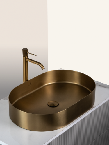 Раковина из нержавеющей стали AltroBagno Eterno AltroBagnoEterno001025OrSp 60х40 накладная цвет золото - фото 3