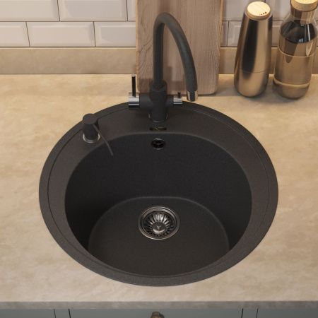 Кухонная мойка Uperwood Quartz Premium UPD-01 3910202103 50х50 цвет черный поверхность матовая