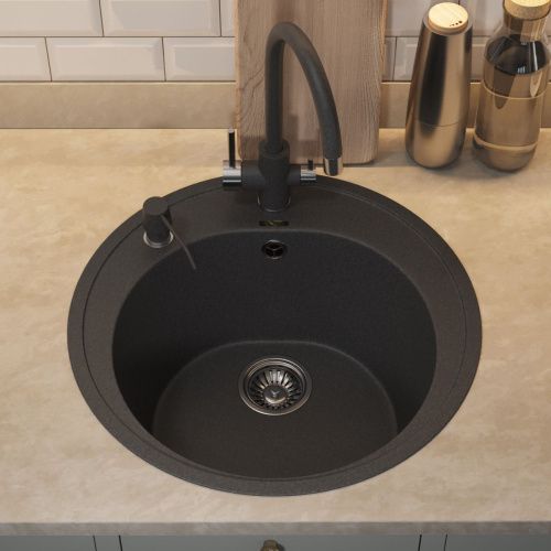 Кухонная мойка Uperwood Quartz Premium UPD-01 3910202103 50х50 цвет черный поверхность матовая - фото 4