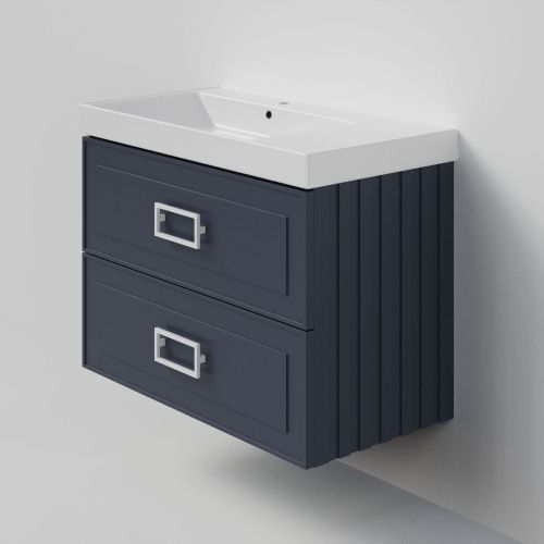 Тумба с раковиной La Fenice Cubo TWIN NFNC-01-CUB-BG-90-2-2-90-2L 90х50 подвесная цвет синий - фото 2