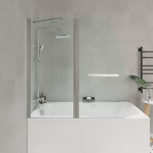 Душевая шторка на ванну Parly F03 120х130 стекло прозрачное профиль хром ориентация универсальная - фото 3