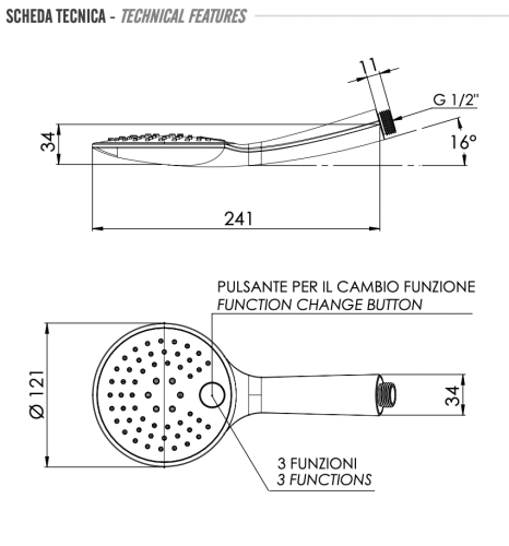 Душевая лейка Remer 315P3X цвет хром - фото 2