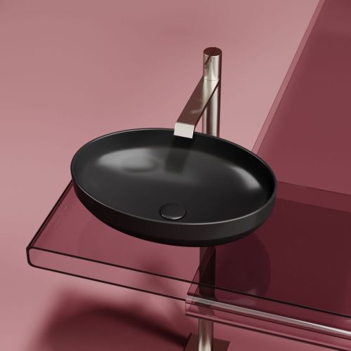 Раковина из сантехнического фарфора Ceramica Nova ELEMENT CN6056MB 50х40 накладная цвет черный без отверстий под смеситель - фото 3