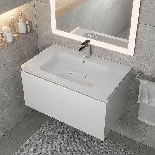 Раковина из искусственного камня Uperwood Lagoon 35480000003 80х50 полувстраиваемая цвет белый - фото 3