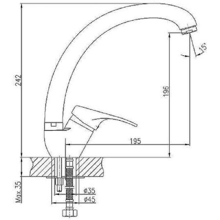 Смеситель для кухни Haiba HB13 HB4113 на мойку хром