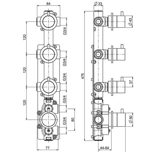 Смеситель для душа QuadroDesign Source 1250.00AS встраиваемый в стену нержавеющая сталь с термостатом - фото 2