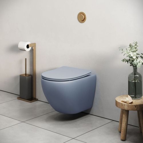 Унитаз подвесной Grossman Color GR-4455BSMS-21 голубой с сиденьем безободковый каскадный смыв - фото 5