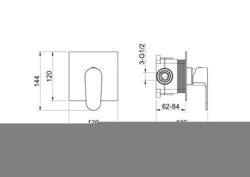 Смеситель для душа Aquatek Оберон AQ1266BG встраиваемый в стену золото - фото 3