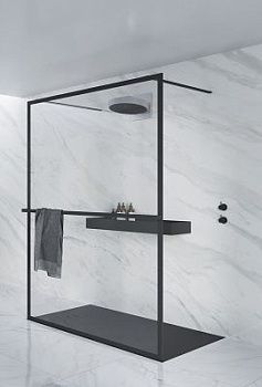 Душевая перегородка Riho LUCID G005029121 90х200 стекло прозрачное профиль черный