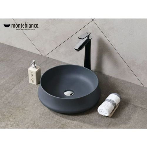 Раковина из искусственного камня MonteBianco Colosseus Tre (grigio) 11053 40х40 накладная цвет серый без отверстий под смеситель - фото 3