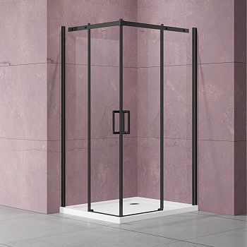 Душевой уголок Vincea Dice VSS-4D100CLB 100х100 стекло прозрачное профиль черный без поддона
