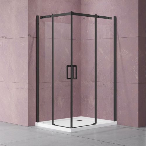 Душевой уголок Vincea Dice VSS-4D100CLB 100х100 стекло прозрачное профиль черный без поддона