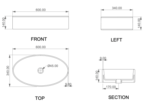 Раковина керамическая GSG Ceramic Design Like LKLAVFSBF60000 60х30 накладная цвет белый без отверстий под смеситель - фото 2
