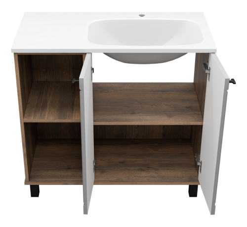 Тумба под раковину Brevita Lumus LUM-06090-0842ЯP 90х40 напольная цвет серый/коричневый - фото 5