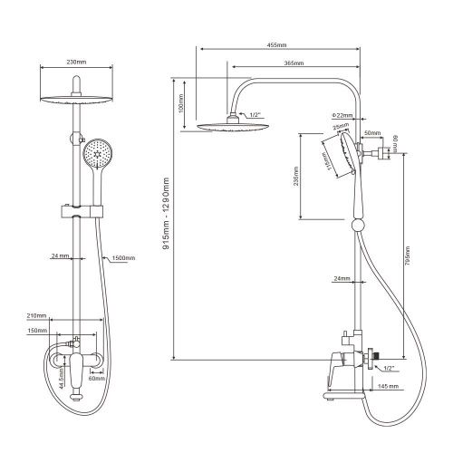 Душевая стойка WesnaArt Nova NOV03-314Black настенная цвет черный - фото 2
