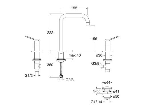 Смеситель для раковины Cristina ES20551 на столешницу хром - фото 2