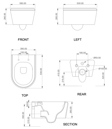 Чаша унитаза подвесная GSG Ceramic Design Cruise CRWCSO000 цвет белый без сиденья безободковая каскадный смыв - фото 2