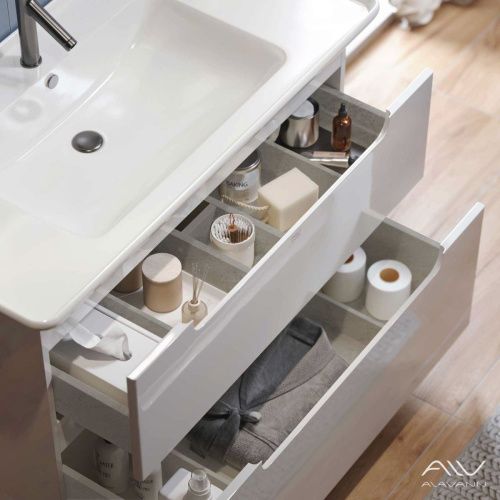 Тумба с раковиной Alavann Berta ALV0968000 110х50 подвесная цвет белый - фото 2