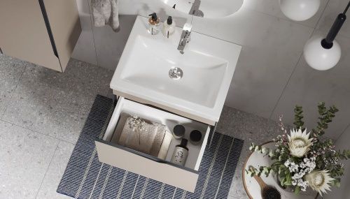 Тумба под раковину Velvex Krona 361 серый камень 60х40 подвесная цвет серый - фото 4