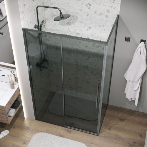 Душевая перегородка Grossman Galaxy 200.K33.01.70.42.10 70х195 стекло тонированное профиль графит - фото 5