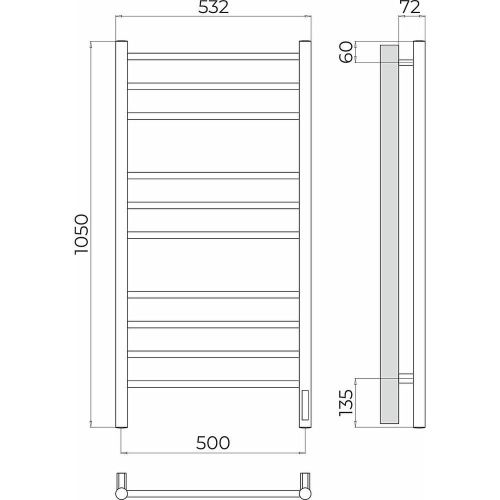 Полотенцесушитель электрический Terminus 4670078544360 55х105 хром - фото 3