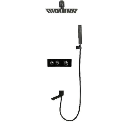 Душевая система ALMAes Stora TVZ-0899 встраиваемая в стену цвет черный с термостатом - фото 2