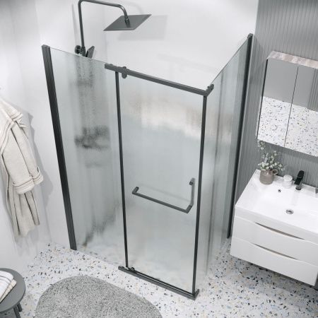 Душевой уголок Grossman Pragma 120.K33.03.1010.21.02 100х100 стекло шиншилла профиль черный без поддона