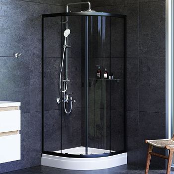 Душевой уголок Am.Pm X-Joy W88E-205-080BT64 80х80 стекло прозрачное профиль черный с поддоном