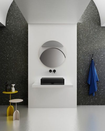 Раковина из полиэфирной смолы Abber KRISTALL AT2803Onyx 60х40 накладная цвет черный без отверстий под смеситель - фото 4