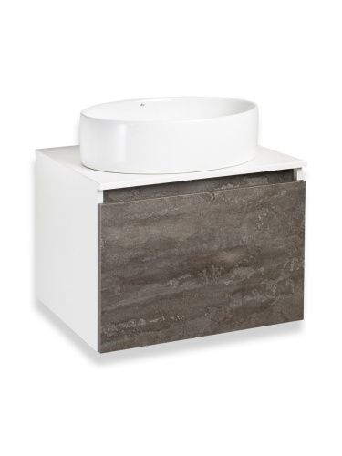 Тумба под раковину Runo БАРИ 00-00001378 60х50 подвесная цвет белый/серый - фото 3