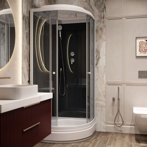 Душевая кабина Parly Classic CM101 100х100 четверть круга с крышей - фото 3