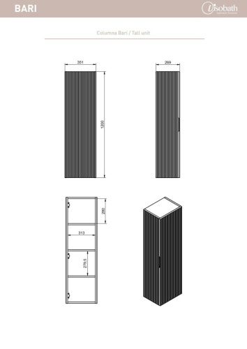 Шкаф-пенал Visobath Bari 87274/Navy 40х120 подвесной цвет синий - фото 2