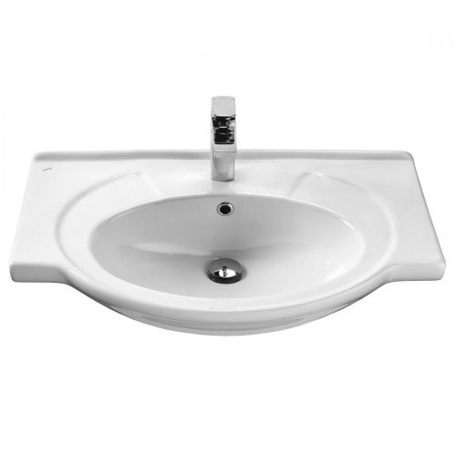 Раковина из сантехнического фарфора Santek Байкал 1WH110259 80х50 встраиваемая цвет белый 1 отверстие под смеситель - фото 3