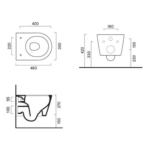Чаша унитаза подвесная Catalano Zero 111460001 цвет белый без сиденья безободковая смыв торнадо - фото 2