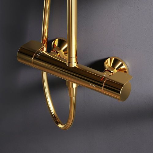 Душевая стойка Am.Pm X-Joy F0785A499 настенная цвет золото с термостатом - фото 4