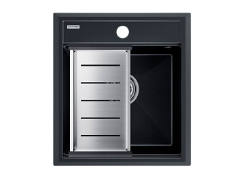 Кухонная мойка + коландер Paulmark PM114651-BLM+A375-BS 45х50 цвет черный