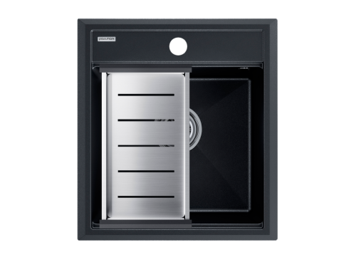 Кухонная мойка + коландер Paulmark PM114651-BLM+A375-BS 45х50 цвет черный