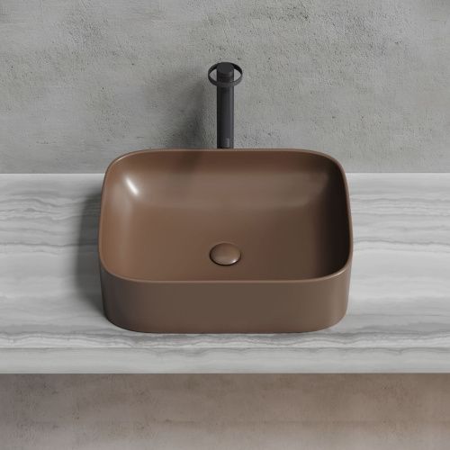 Раковина из сантехнического фарфора Ceramica Nova ELEMENT CN6052MDB 50х40 накладная цвет коричневый без отверстий под смеситель - фото 3