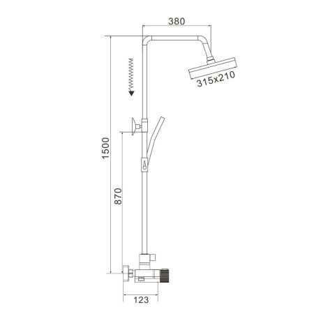Душевая стойка Rose R1896T-6 настенная цвет серый с термостатом